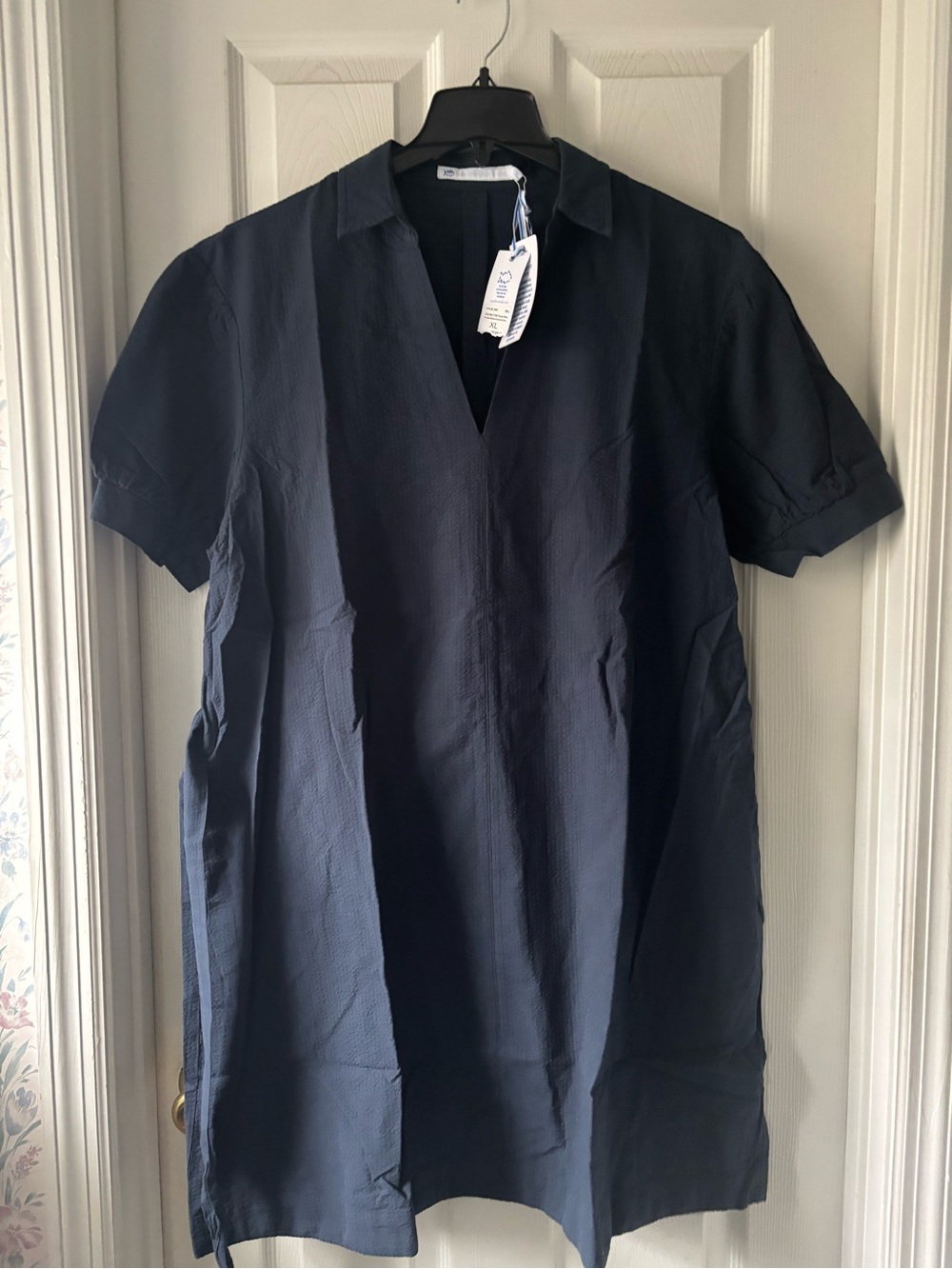 Ladies Navy Short-Sleeve Tunic Dress